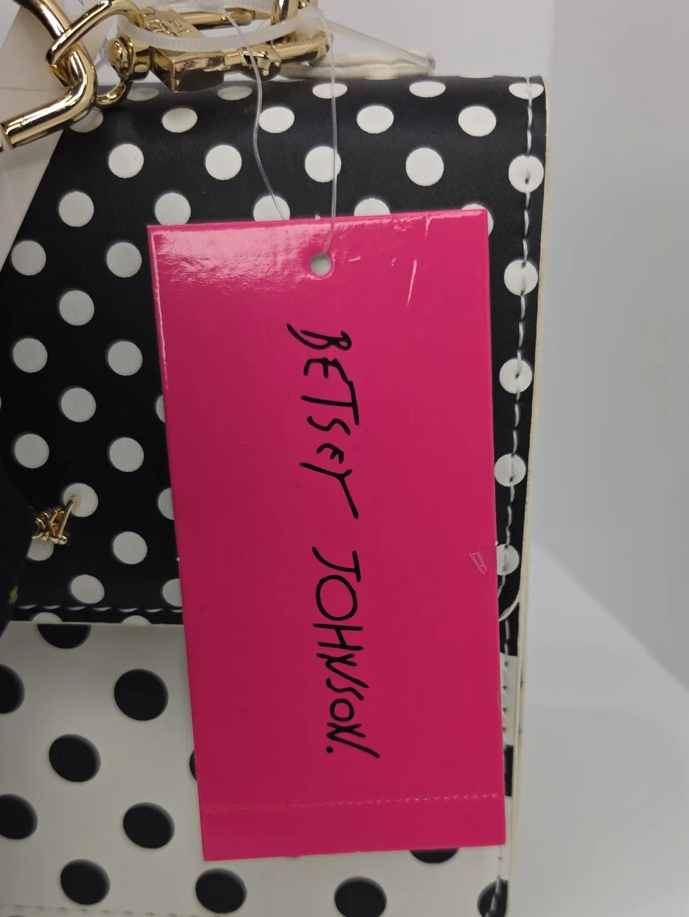 🖤▪️Betsey Johnson ▪️Polka Dot Top-Handle Crossbody Bag with Floral Scarf Charm